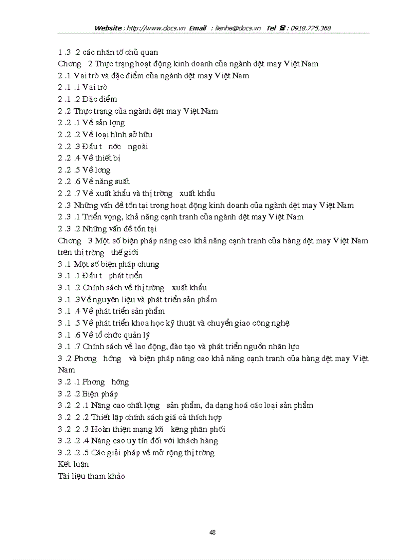image for page 1số biện pháp nâng cao khả năng cạnh tranh của hàng dệt may VN trên thị trường thế giới