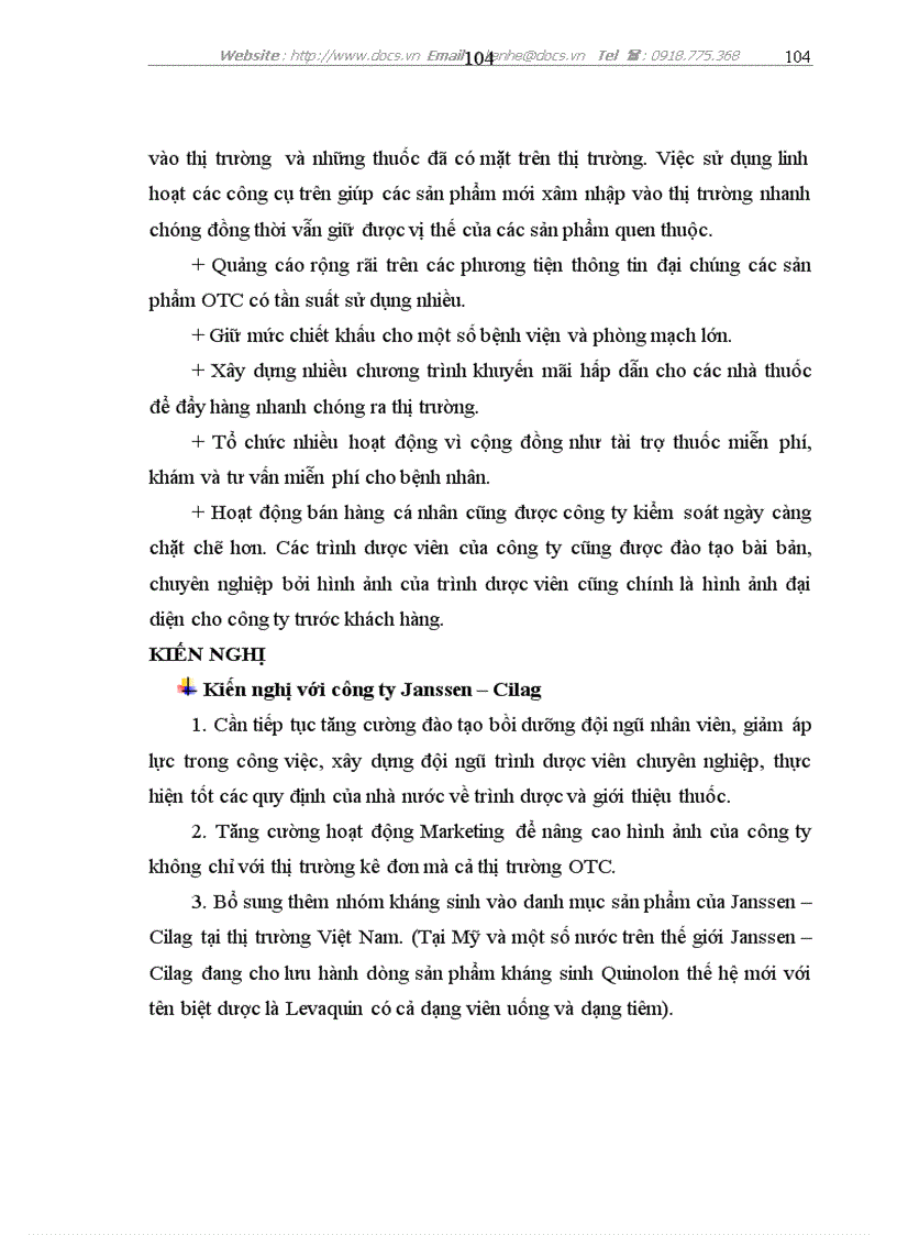 image for page Nghiên cứu sự vận dụng chính sách sản phẩm và chính sách xúc tiến hỗ trợ kinh doanh của công ty dược phẩm Janssen Cilag tại Việt Nam