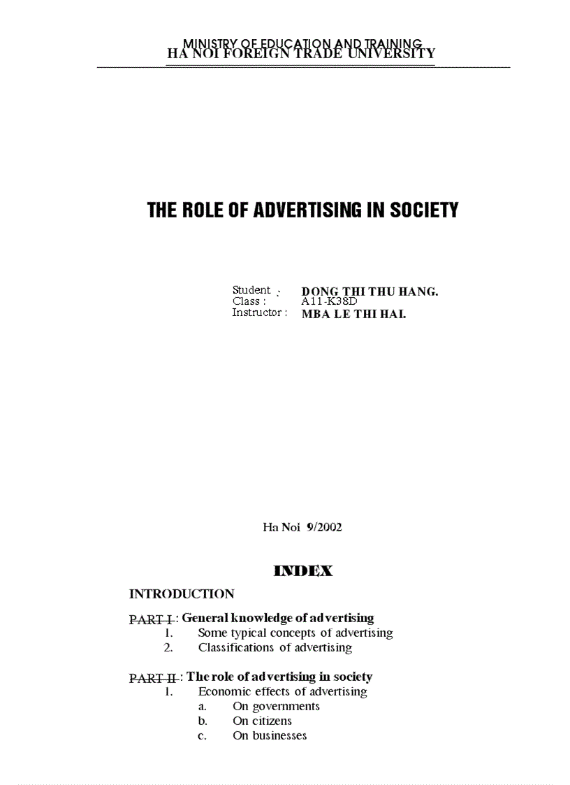 The role of advertising in society lt Eng gt