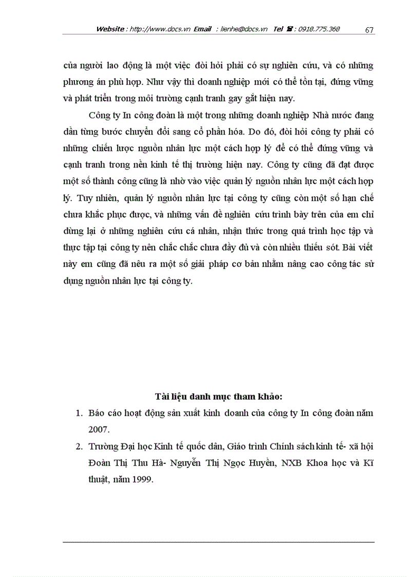 image for page Hoàn thiện quản lý nguồn nhân lực tại C ty In Công đoàn