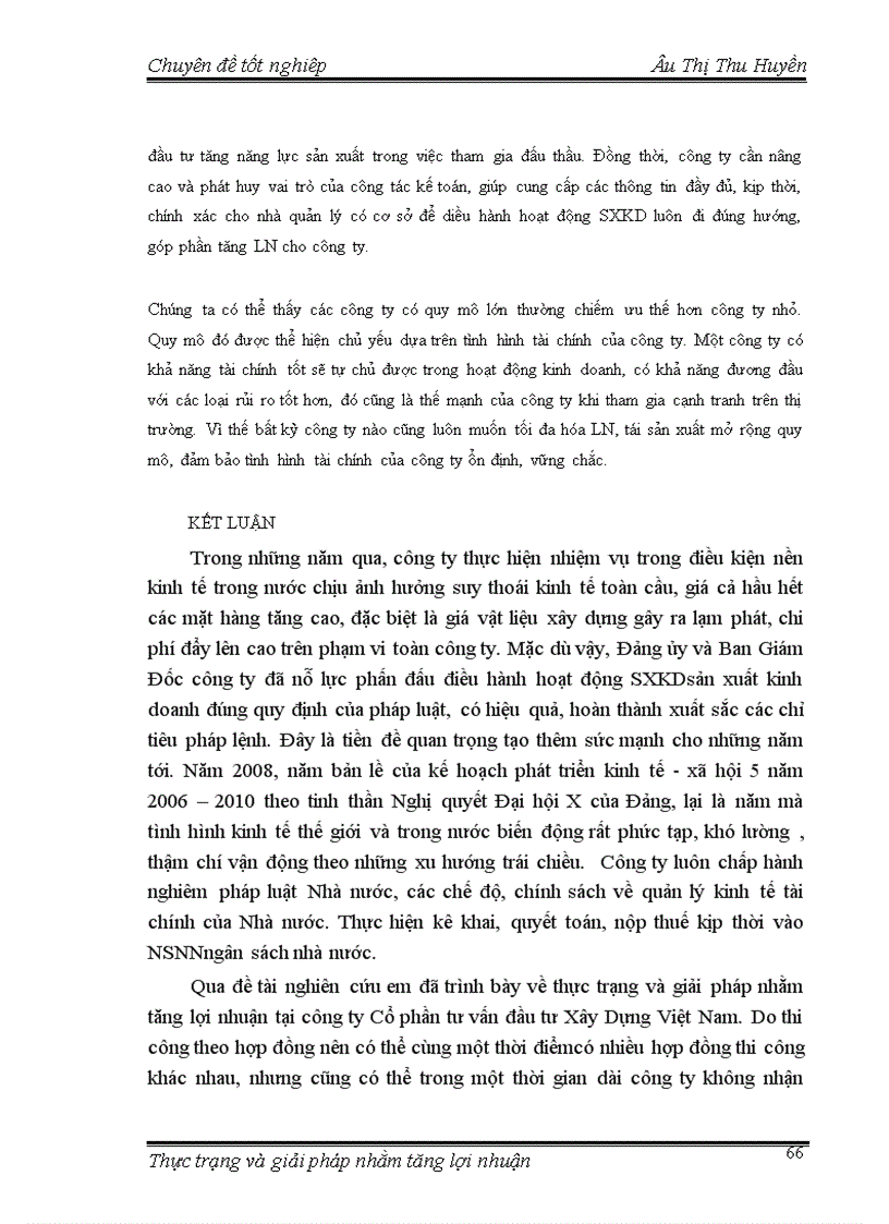 image for page Thực trạng và giải pháp nhằm làm tăng lợi nhuận của công ty Cổ phần tư vấn đầu tư Xây Dựng Việt Nam