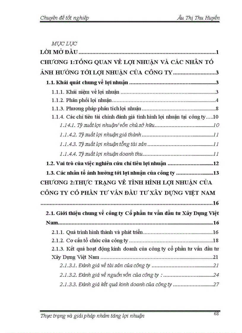 image for page Thực trạng và giải pháp nhằm làm tăng lợi nhuận của công ty Cổ phần tư vấn đầu tư Xây Dựng Việt Nam