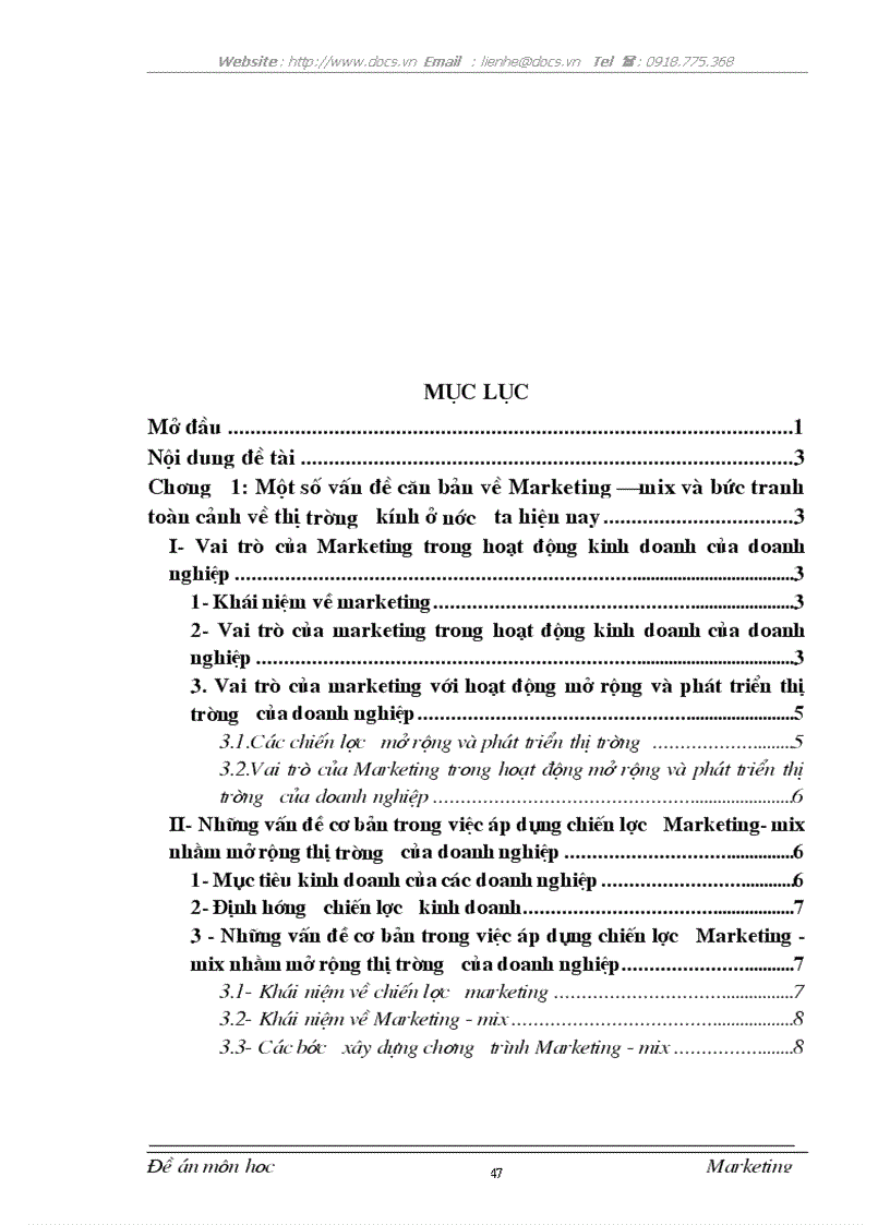 image for page Một số giải pháp Marketing mix đối với việc mở rộng và phái triển thị trường tại công ty kính Viglacera Đáp Cầu