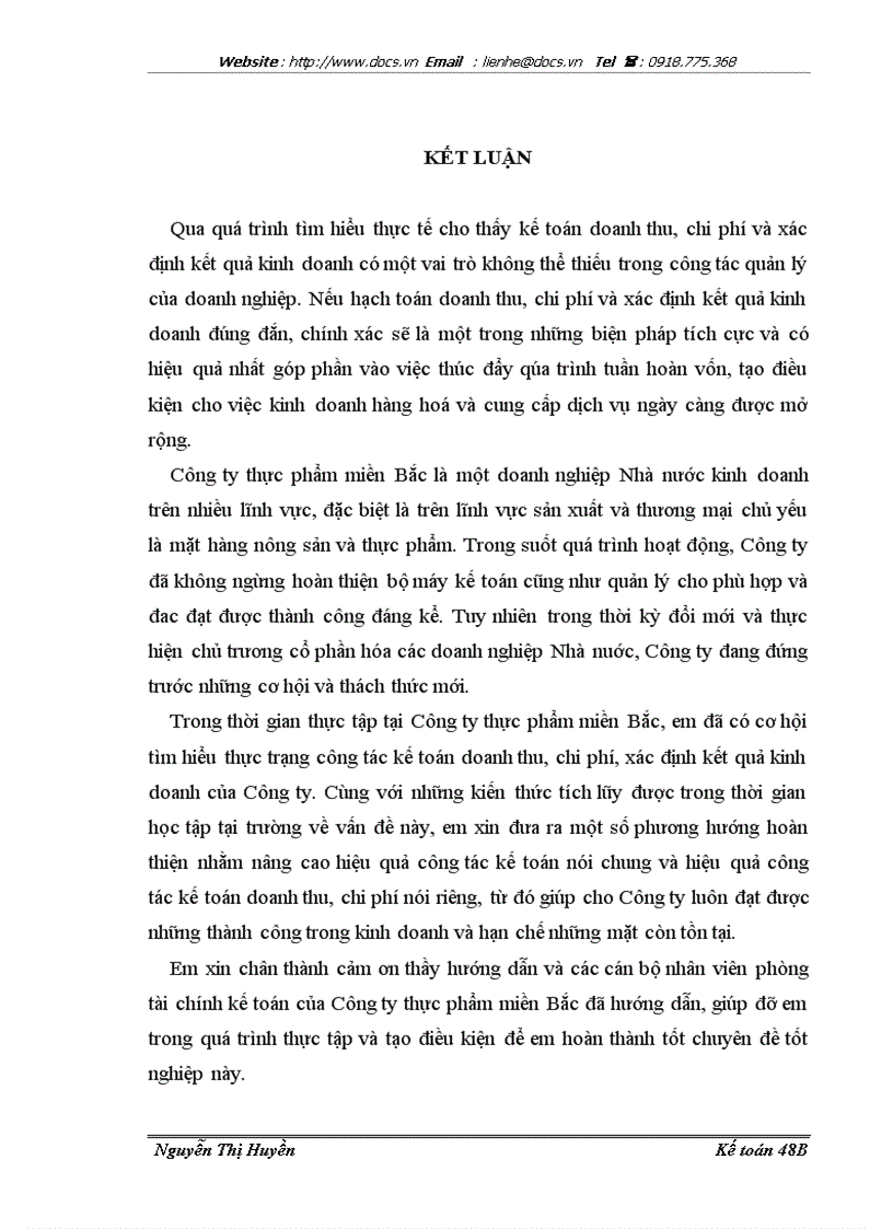 image for page Hoàn thiện kế toán doanh thu chi phí xác định kết quả kinh doanh tại công ty thực phẩm miền Bắc