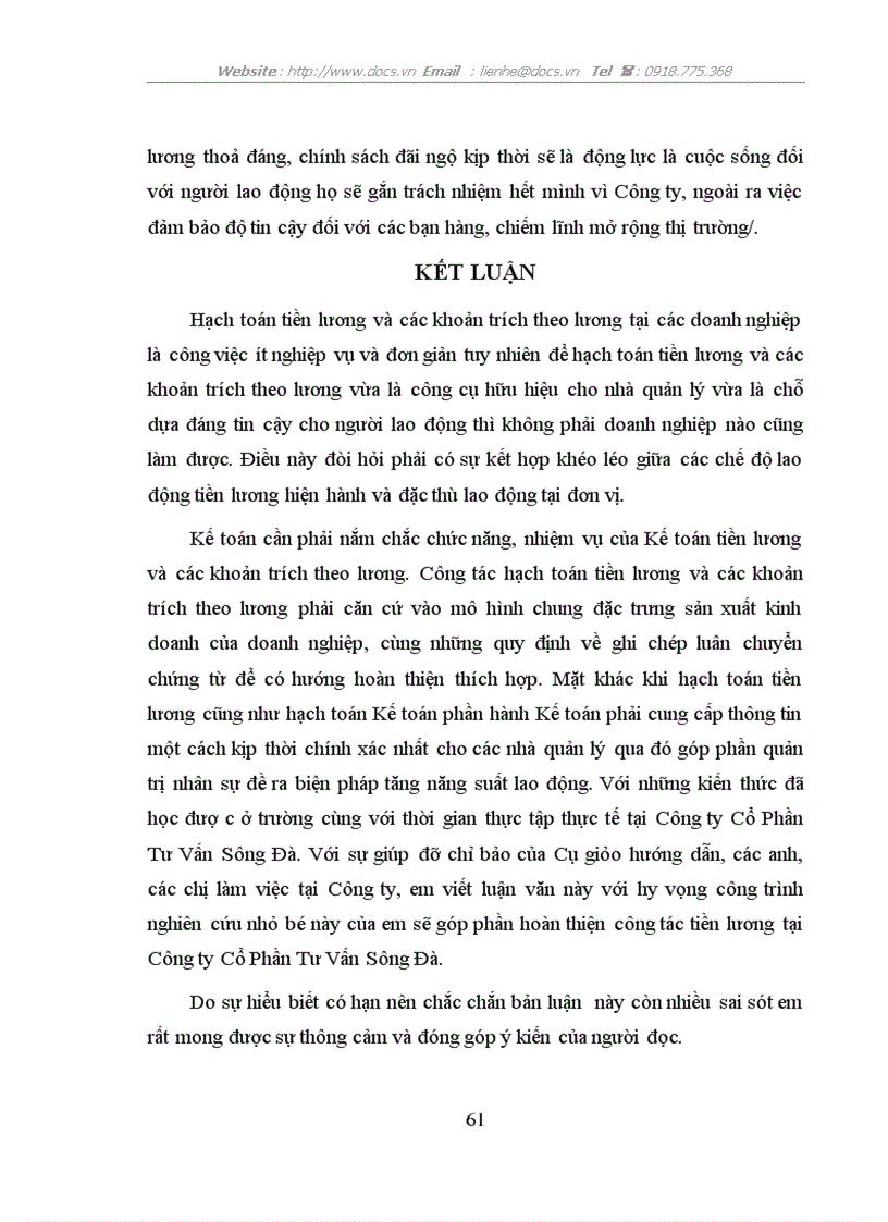 image for page Hoàn thiện tổ chức công tác kế toán tiền lương và các khoản trích theo lương tại Công ty Cổ Phần Tư Vấn Sông Đà