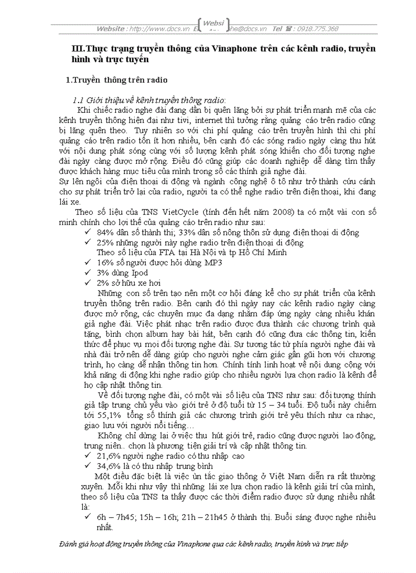 image for page Tính hiệu quả hoạt động truyền thông của Vinaphone qua các kênh radio truyền hình và trực tuyến