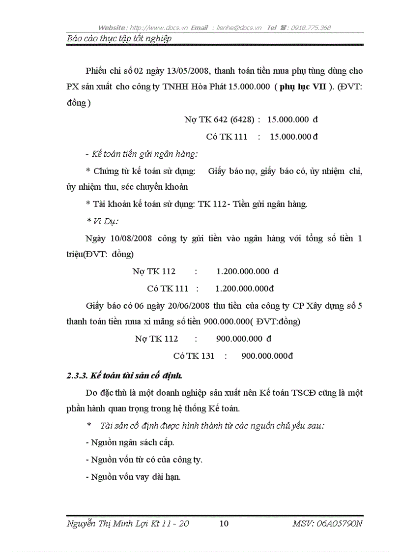 image for page Báo cáo thực tập tại Công ty cổ phần xi măng Tiên Sơn