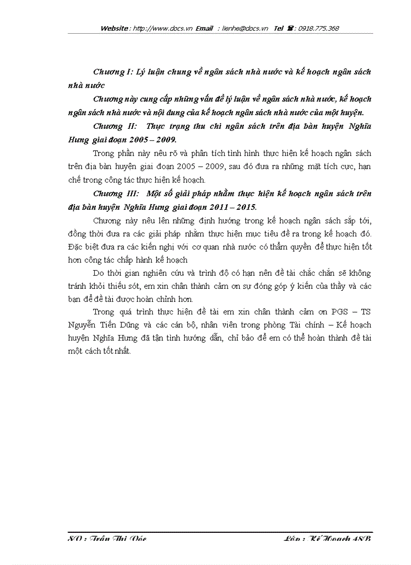 Một số giải pháp nhằm thực hiện kế hoạch ngân sách trên địa bàn huyện Nghĩa Hưng tỉnh Nam Định giai đoạn 2011 2015