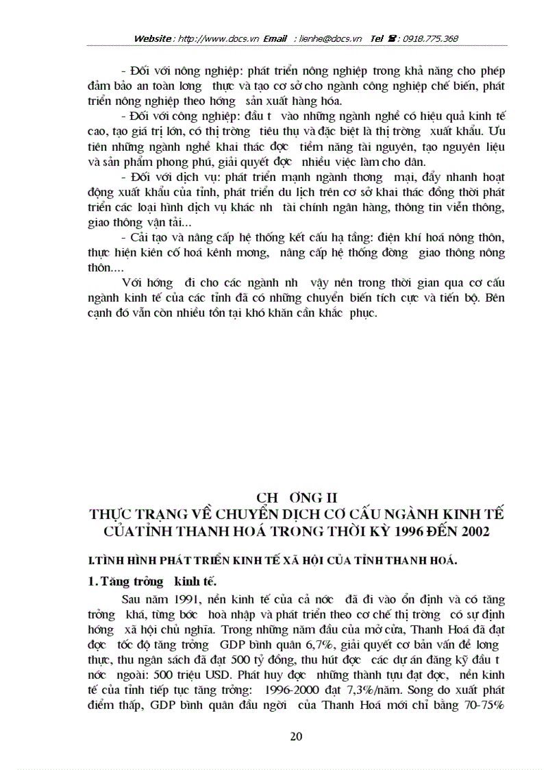 image for page Chuyển dịch cơ cấu ngành kinh tế tỉnh Thanh Hoá trong thời kỳ 1996 đến 2002