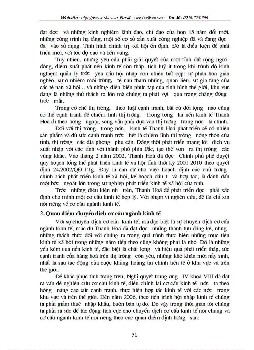 image for page Chuyển dịch cơ cấu ngành kinh tế tỉnh Thanh Hoá trong thời kỳ 1996 đến 2002