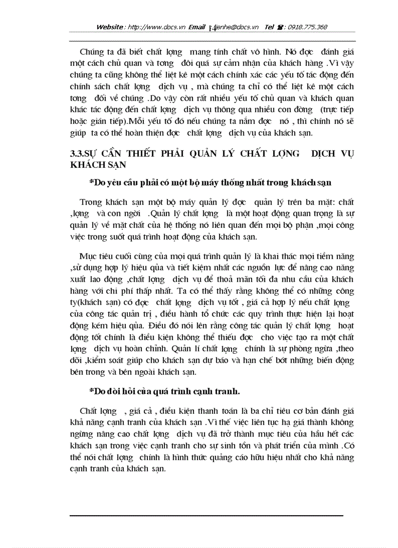 image for page Một số kiến nghị hoàn nhằm thiện chất lượng dịch vụ và tiến tới áp dụng hệ thốngTQM tại công ty khách sạn du lịch Kim Liên
