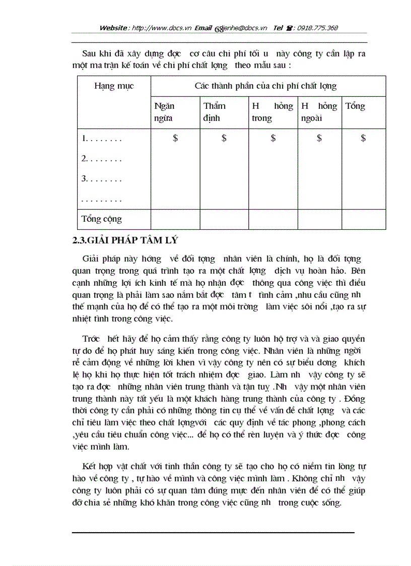 image for page Một số kiến nghị hoàn nhằm thiện chất lượng dịch vụ và tiến tới áp dụng hệ thốngTQM tại công ty khách sạn du lịch Kim Liên