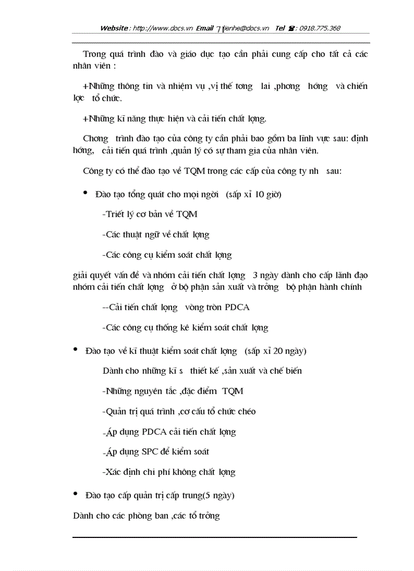 image for page Một số kiến nghị hoàn nhằm thiện chất lượng dịch vụ và tiến tới áp dụng hệ thốngTQM tại công ty khách sạn du lịch Kim Liên