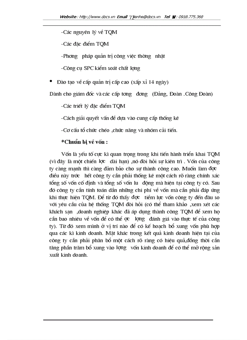 image for page Một số kiến nghị hoàn nhằm thiện chất lượng dịch vụ và tiến tới áp dụng hệ thốngTQM tại công ty khách sạn du lịch Kim Liên