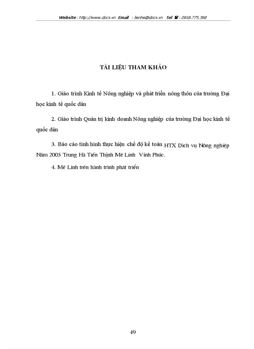 image for page Giải pháp nâng cao hiệu quả kinh tế của hợp tác dịch vụ nông nghiệp Trung Hà Tiến Thịnh Mê Linh Vĩnh Phúc
