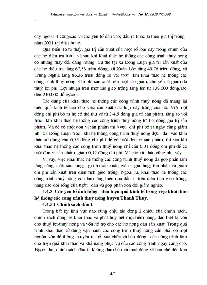 image for page Bước đầu đánh giá hiệu quả kinh tế của việc khai thác các công trình thuỷ nông trên địa bàn huyện Thanh Thuỷ tỉnh Phú Thọ