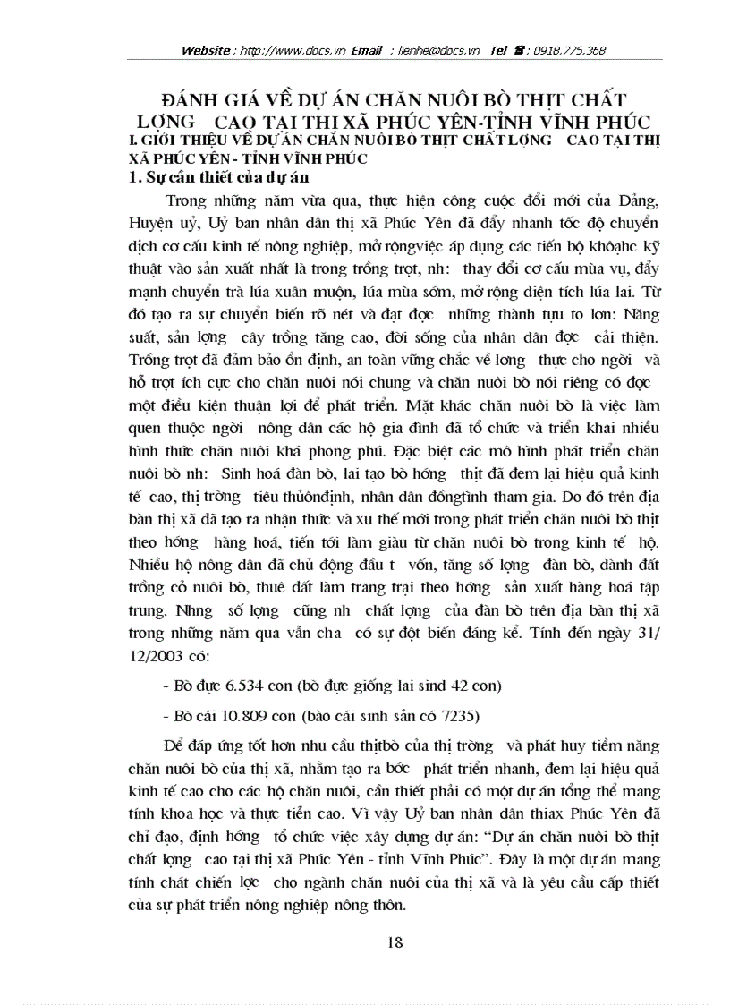 image for page Đánh giá dự án chăn nuôi bò thịt chất lượng cao tại thị x Phúc Yên tỉnh Vĩnh Phúc