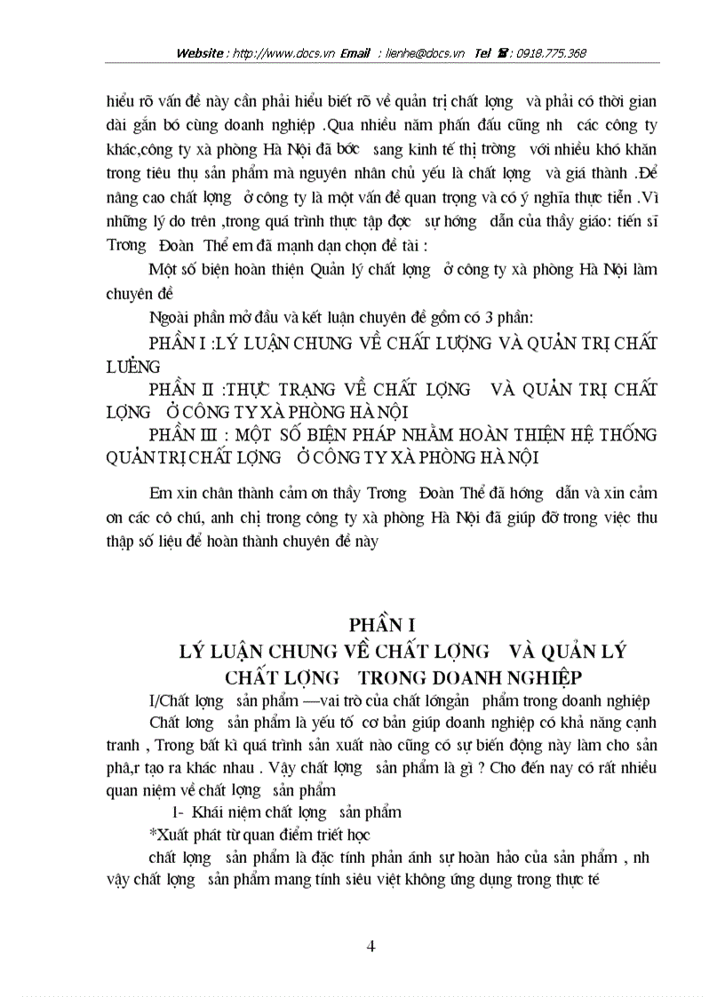 image for page Thực trạng về chất lượng và quản trị chất lượng ở công ty xà phòng hà nội