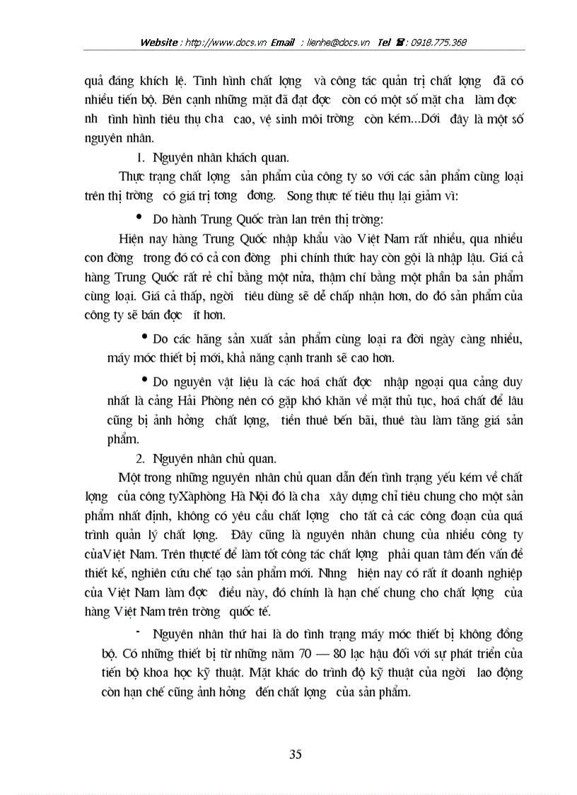 image for page Thực trạng về chất lượng và quản trị chất lượng ở công ty xà phòng hà nội