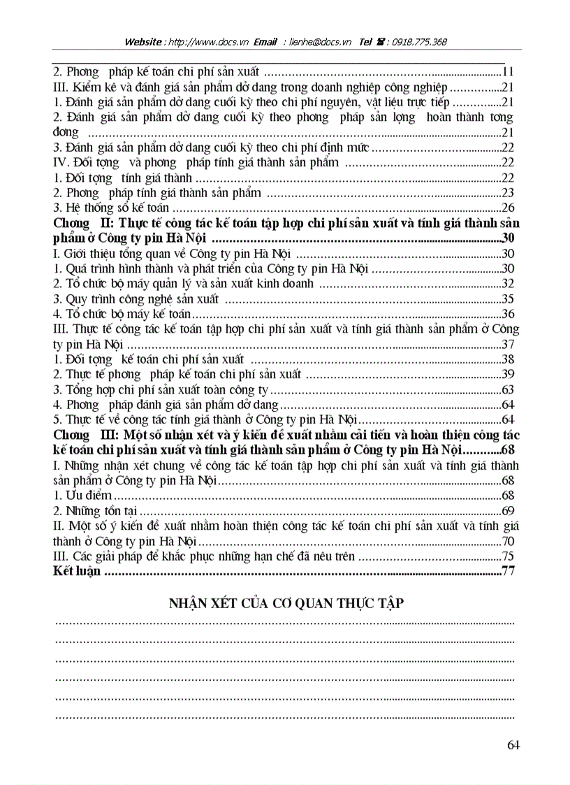 image for page Kế toán tập hợp chi phí sản xuất và tính giá thành sản phẩm tại Công ty Pin Hà Nội