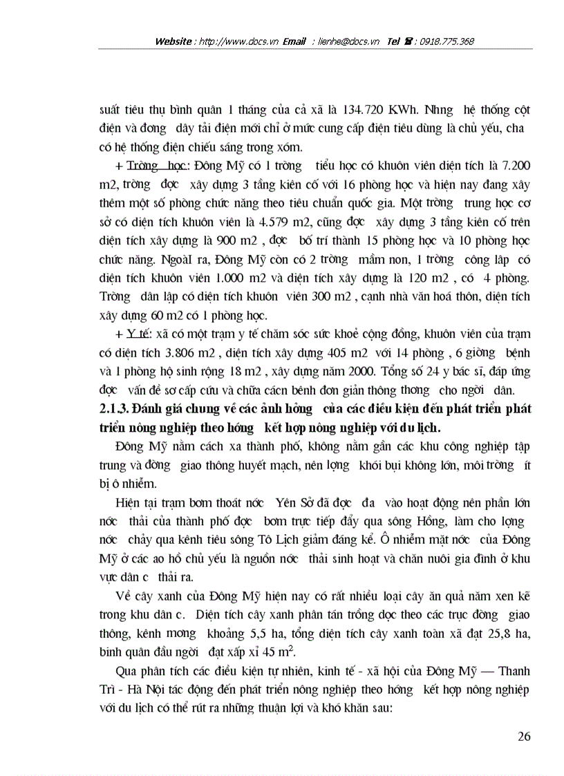 image for page Những vấn đề kinh tế chủ yếu để phát triển nông nghiệp Đông Mỹ Thanh Trì Hà Nội theo hướng kết hợp nông nghiệp với du lịch