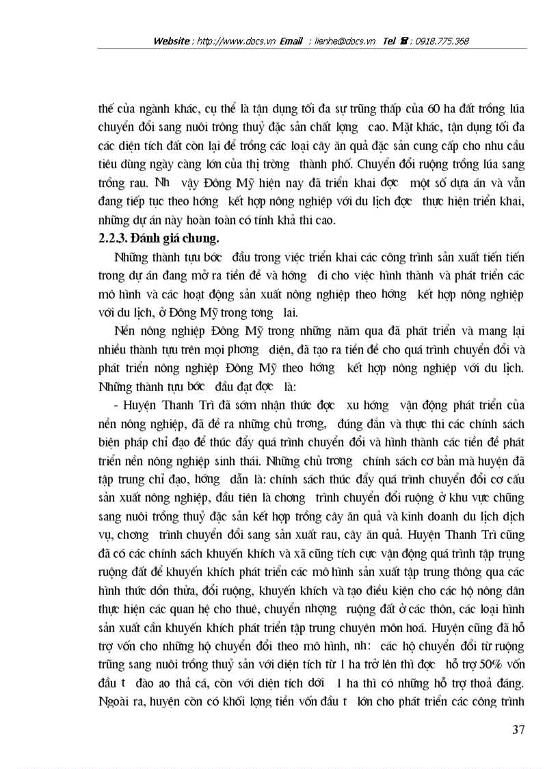 image for page Những vấn đề kinh tế chủ yếu để phát triển nông nghiệp Đông Mỹ Thanh Trì Hà Nội theo hướng kết hợp nông nghiệp với du lịch