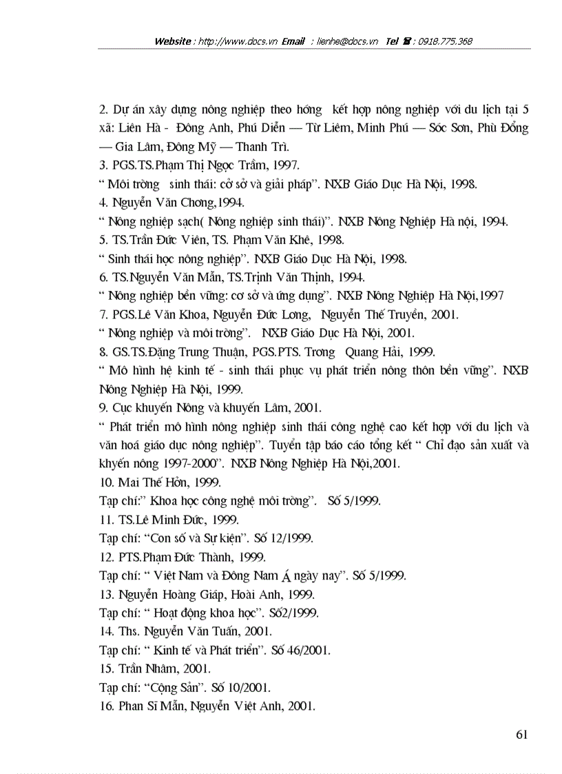 image for page Những vấn đề kinh tế chủ yếu để phát triển nông nghiệp Đông Mỹ Thanh Trì Hà Nội theo hướng kết hợp nông nghiệp với du lịch