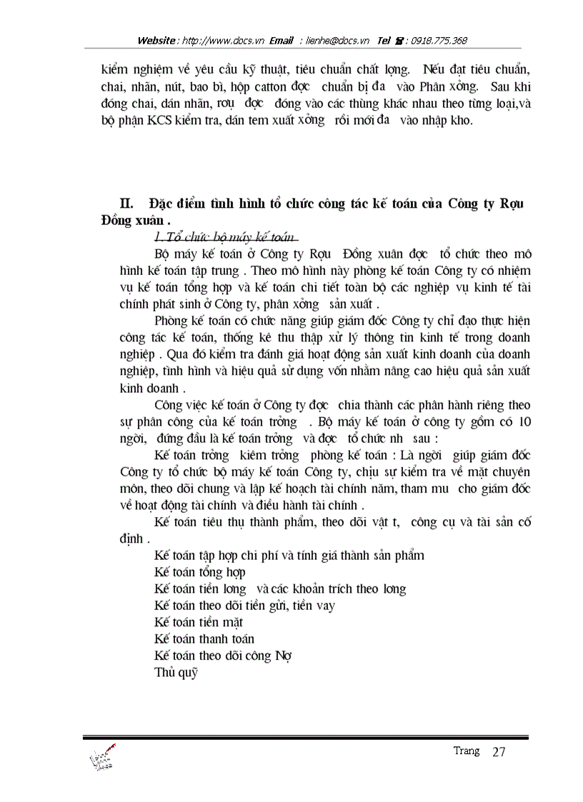 image for page Tổ chức công tác kế toán bán hàng và xác định kết quả tại Công Ty Rượu Đồng xuân