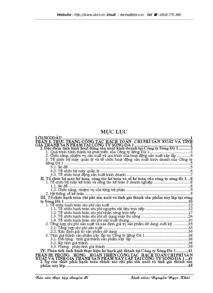 image for page Hoàn thiện chi phí sản xuất và tính giá thành sản phẩm xây lắp tại Công ty Sông Đà 1