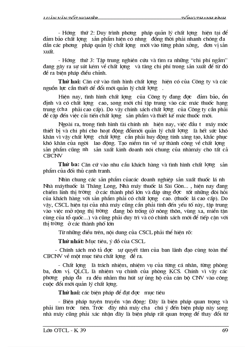 image for page Một số biện pháp nhằm đổi mới và hoàn thiện công tác QLCL ở Nhà máy Thuốc lá Thanh Hoá