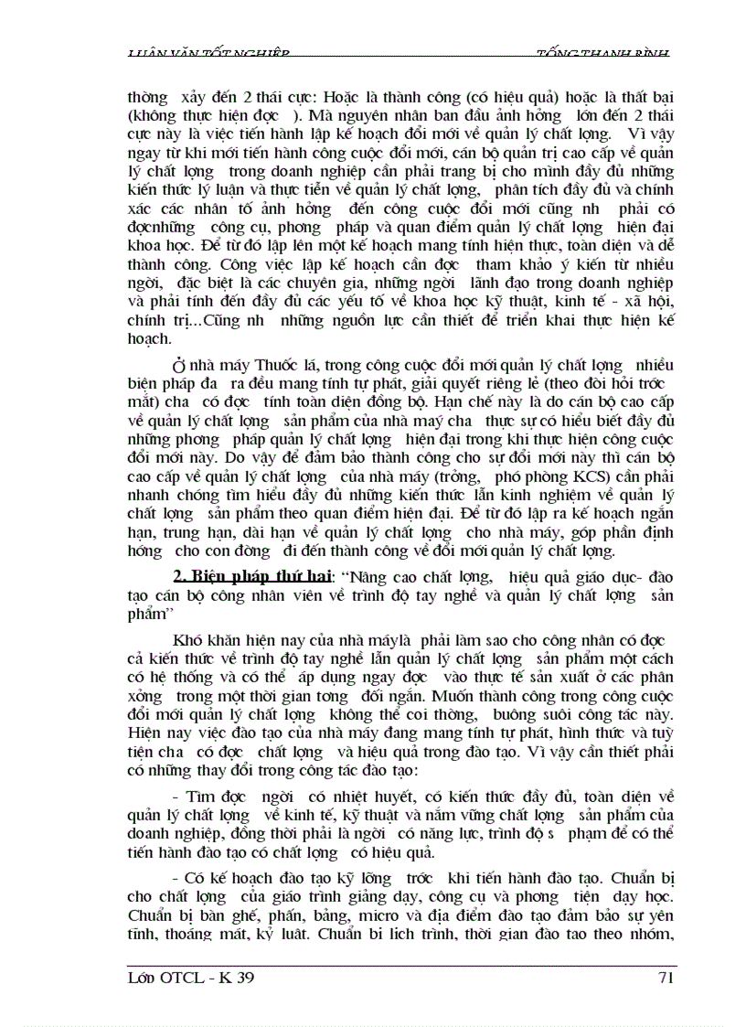 image for page Một số biện pháp nhằm đổi mới và hoàn thiện công tác QLCL ở Nhà máy Thuốc lá Thanh Hoá