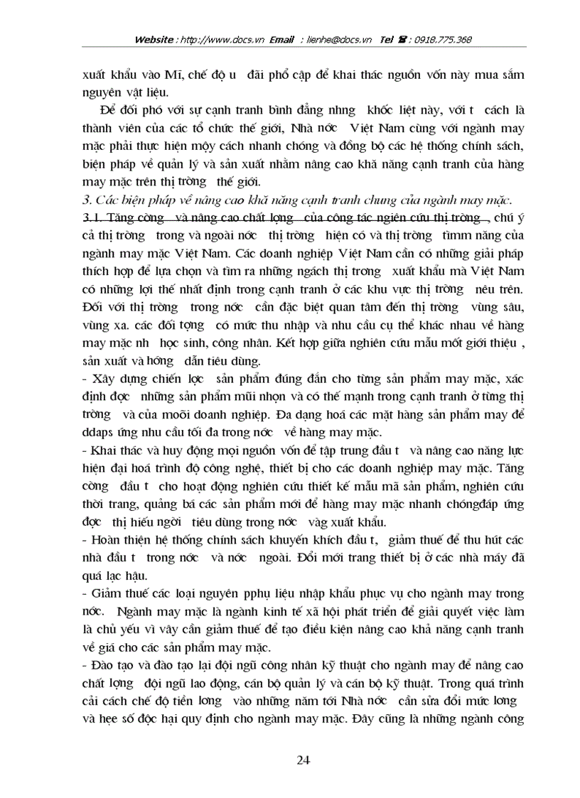image for page Thực trạng biện pháp nhằm nâng cao khả năng cạnh tranh của các doanh nghiệp ngành may mặc