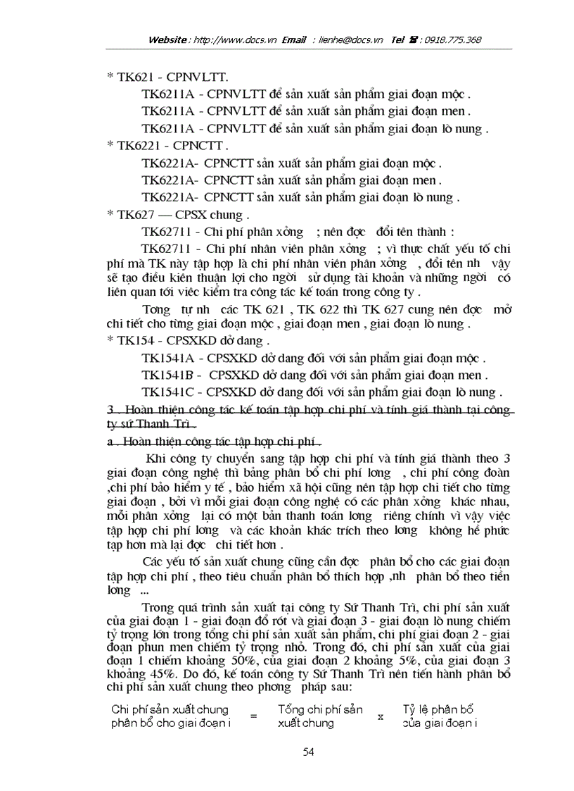 image for page Tổ chức kế toán chi phí sản xuất và tính giá thành sản phẩm ở Công ty sứ Thanh Trì VIGLACERA