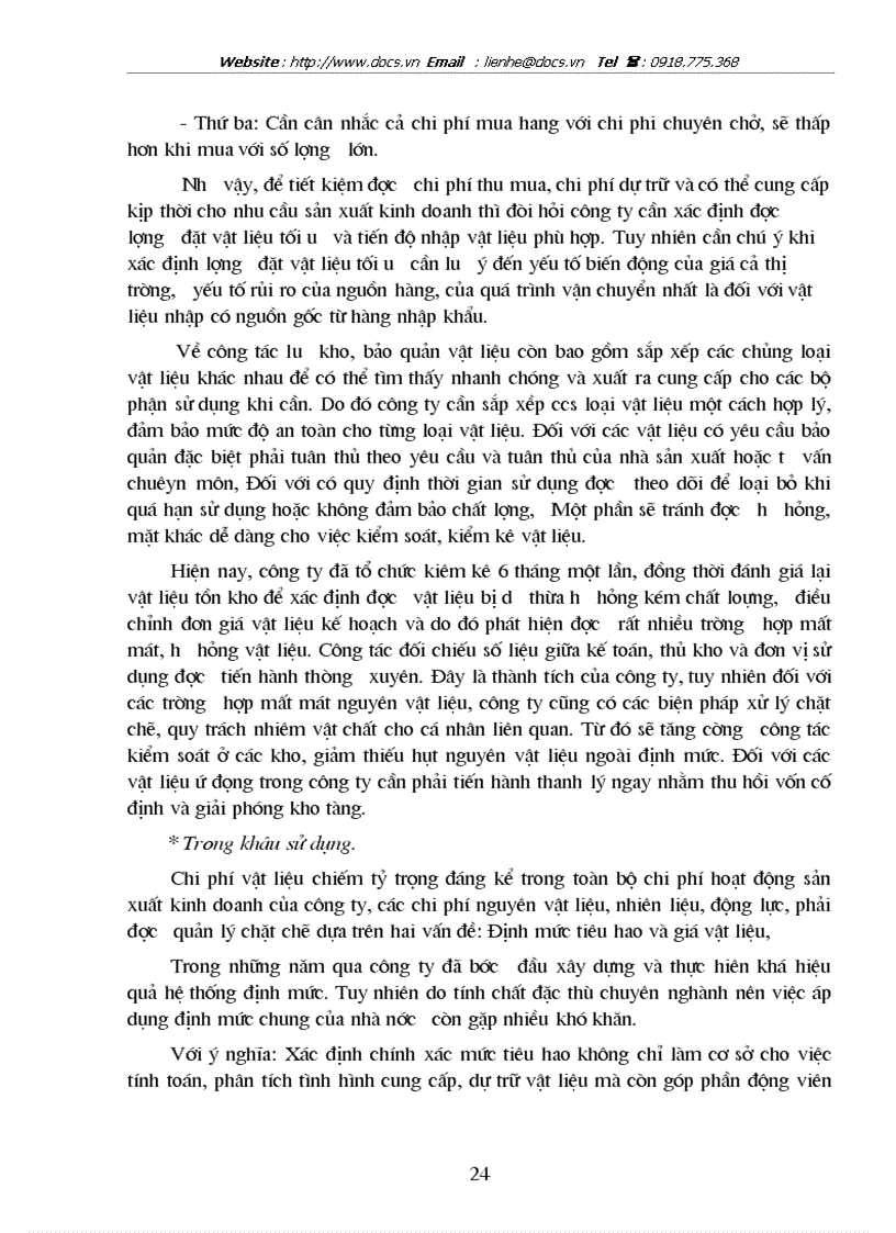 image for page Vấn đề tổ chức công tác quản lý nguyên vật liệu trong các doanh nghiệp sản xuất tại công ty Thủ Đô