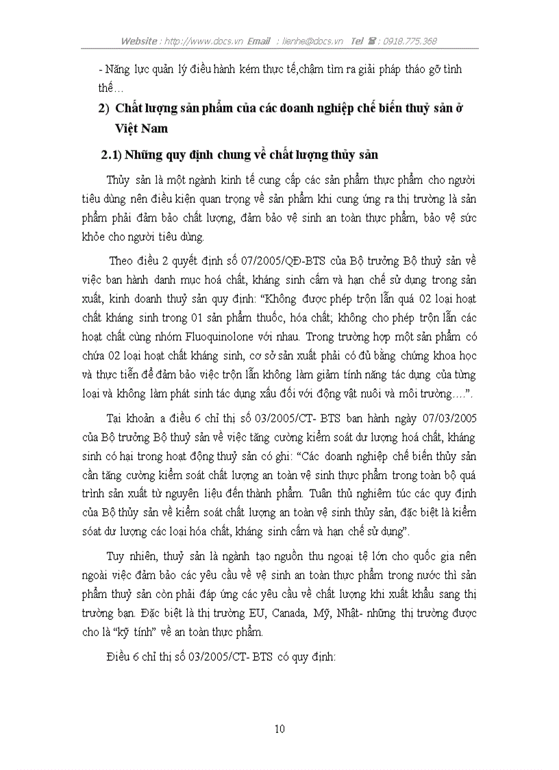 image for page Thực trạng và giải pháp nâng cao chất lượng sản phẩm trong các doanh nghiệp chế biến thuỷ sản Việt Nam