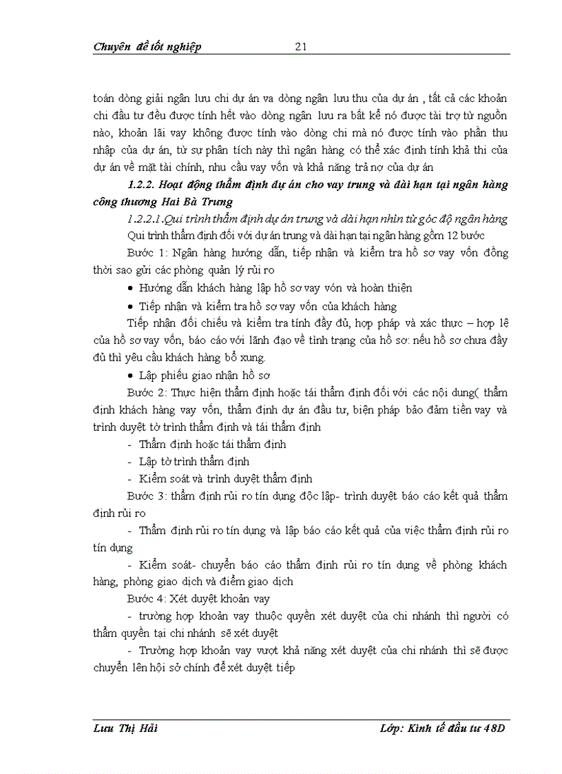 image for page Hoàn thiện công tác thẩm định dự án trung và dài hạn tại ngân hàng công thương hai bà trưng