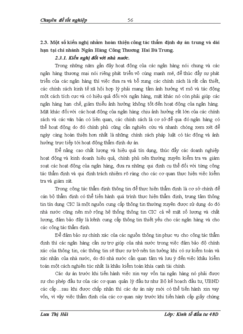image for page Hoàn thiện công tác thẩm định dự án trung và dài hạn tại ngân hàng công thương hai bà trưng