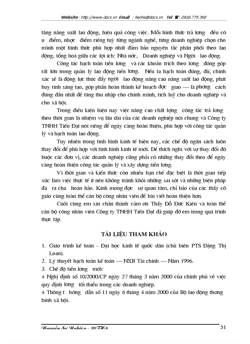 image for page Hạch toán tiền lương và các khoản trích theo lương tại Công ty TNHH Tiến Đạt