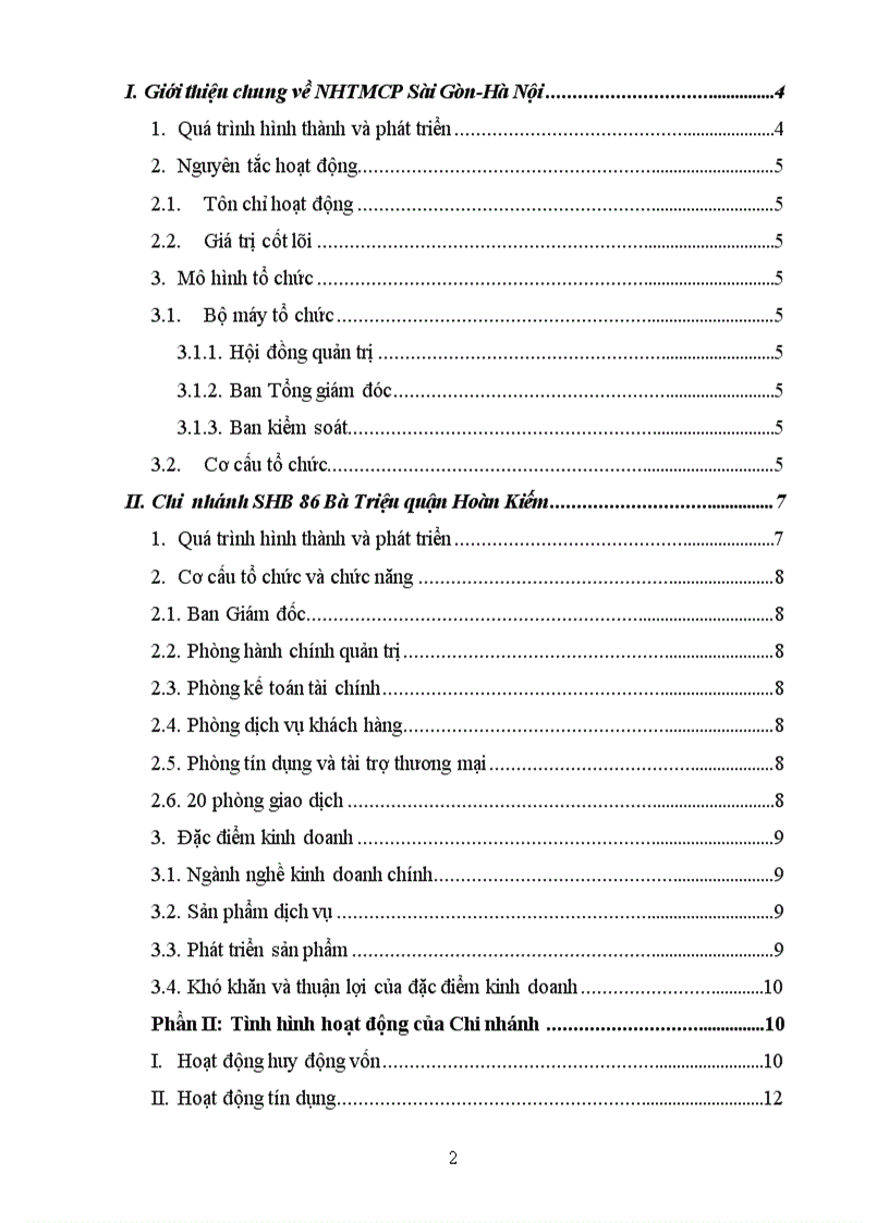 image for page Báo cáo tổng hợp về tình hình hoạt động của chi nhánh SHB 86 Bà Triệu quận Hoàn Kiếm TP Hà Nội