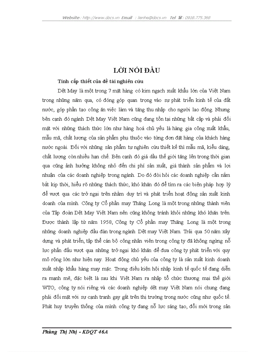 image for page Marketing xuất khẩu của công ty may thăng long Thực trạng và giải pháp