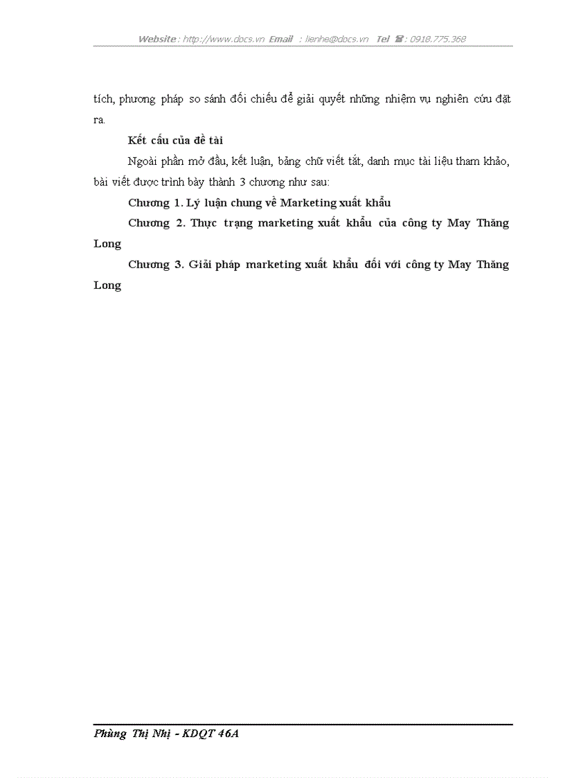 image for page Marketing xuất khẩu của công ty may thăng long Thực trạng và giải pháp