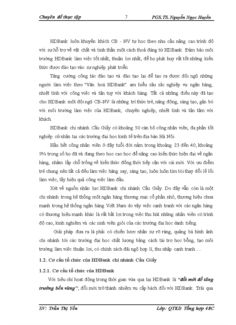 image for page Nâng cao châ t lươ ng di ch vu kha ch ha ng ta i HDBank chi nha nh Câ u Giâ y