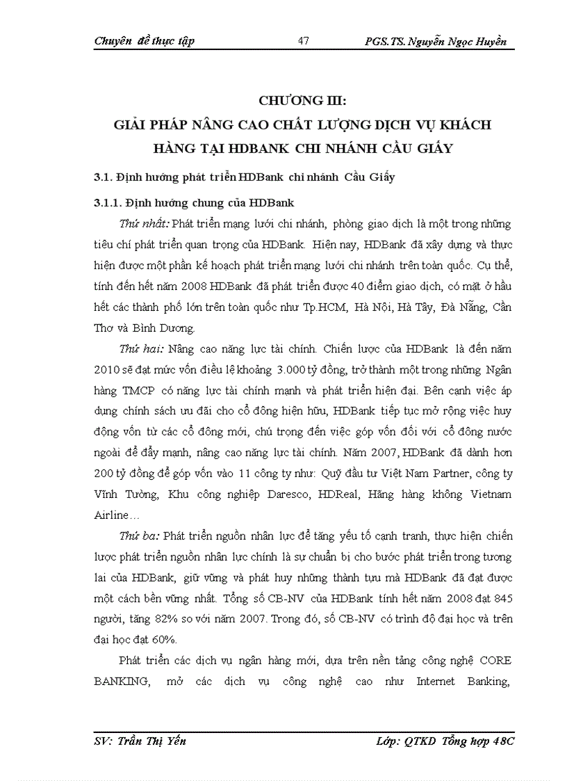 image for page Nâng cao châ t lươ ng di ch vu kha ch ha ng ta i HDBank chi nha nh Câ u Giâ y
