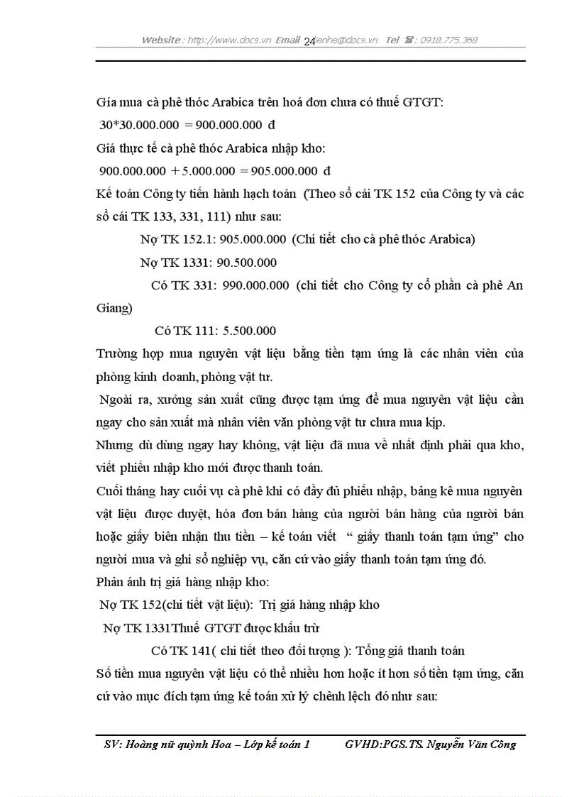 image for page Hoàn thiện kế toán nguyên vật liệu tại Công ty cổ phần tập đoànThái Hòa