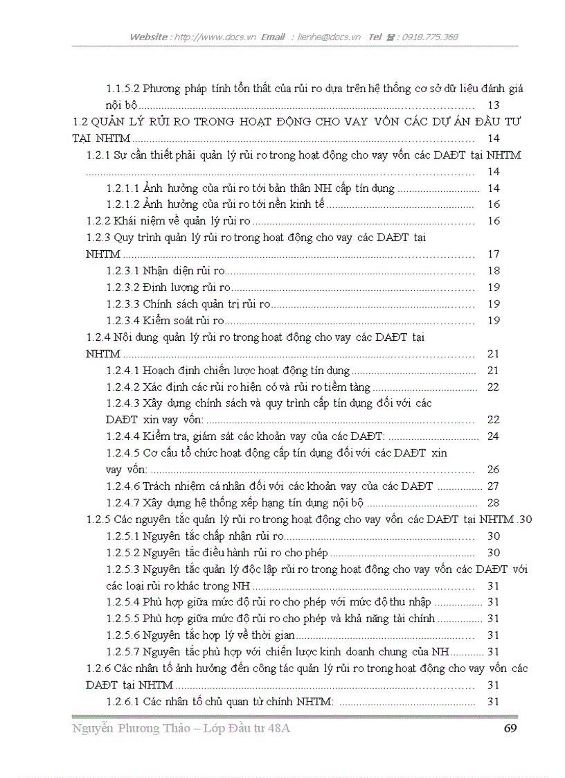 image for page Công tác quản lý rủi ro trong hoạt động cho vay các DAĐT tại NHTM