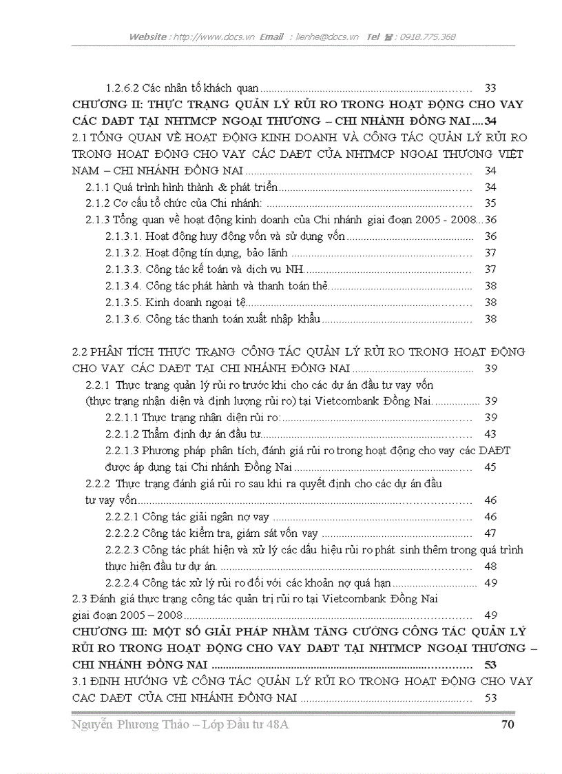 image for page Công tác quản lý rủi ro trong hoạt động cho vay các DAĐT tại NHTM