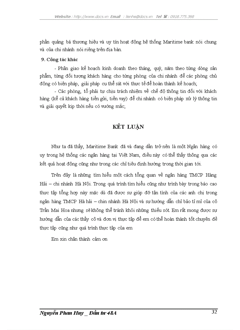 image for page Báo cáo thực tập tại Maritime Bank Hà Nội