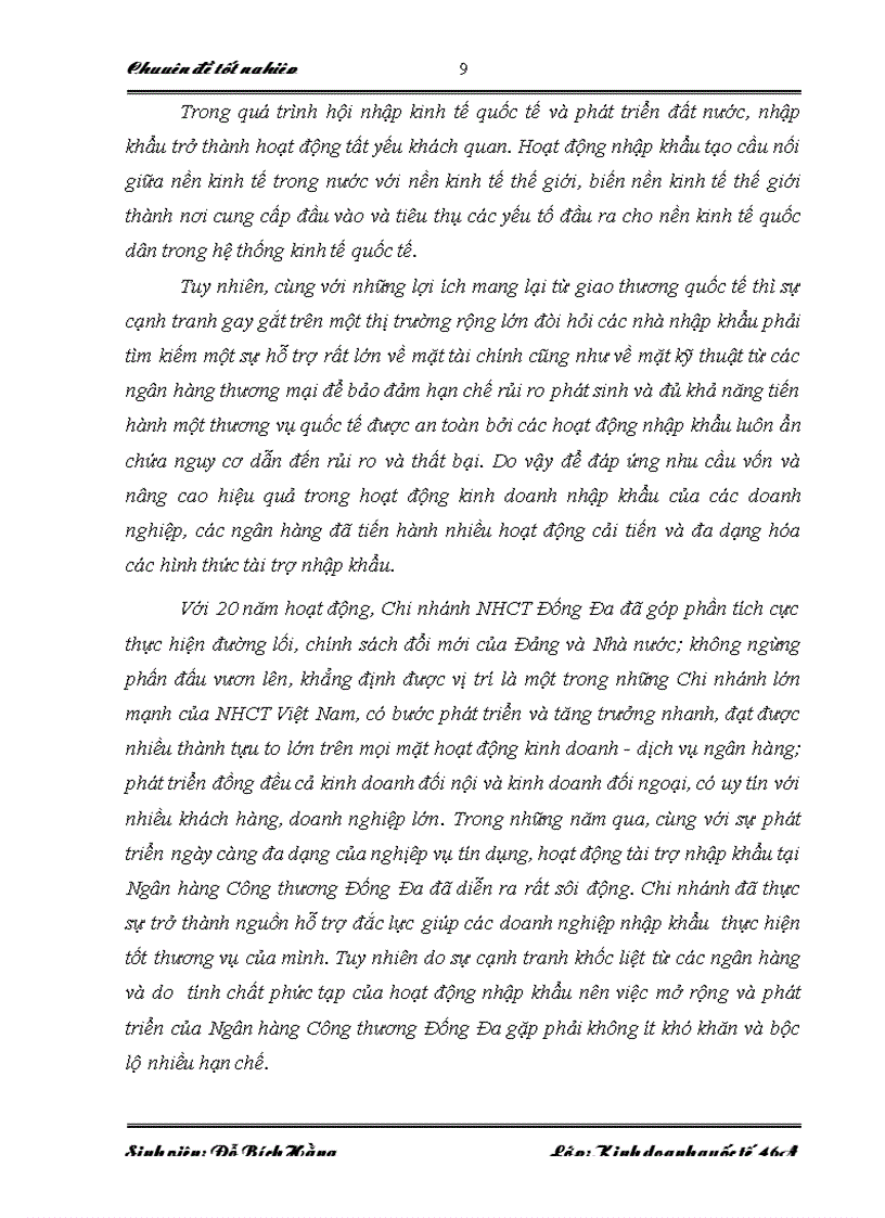 image for page Hoạt động tín dụng tài trợ nhập khẩu tại Ngân hàng Công thương Đống Đa Thực trạng và giải pháp