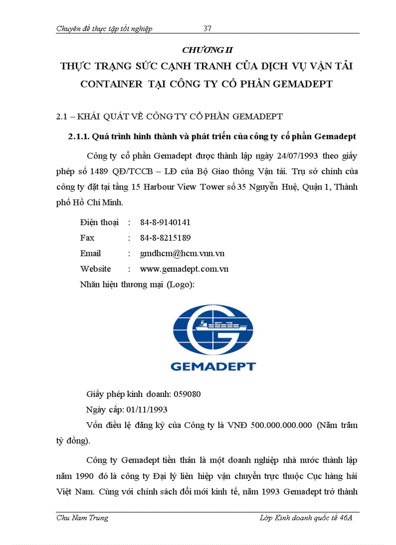 image for page Nâng cao sức cạnh tranh của dịch vụ vận tải container tại công ty cổ phần gemadept