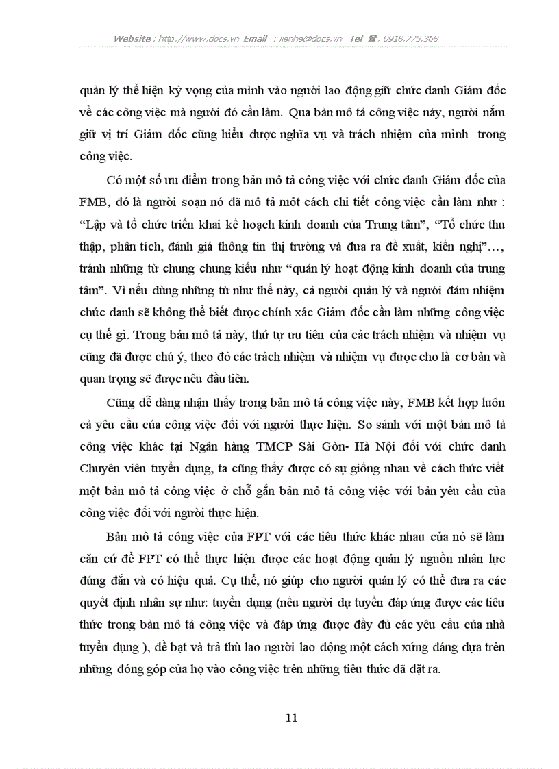 image for page Phân tích công việc cho vị trí giám đốc kinh doanh và tác dụng đến hoạt động QTNL tại công ty cổ phần FMB